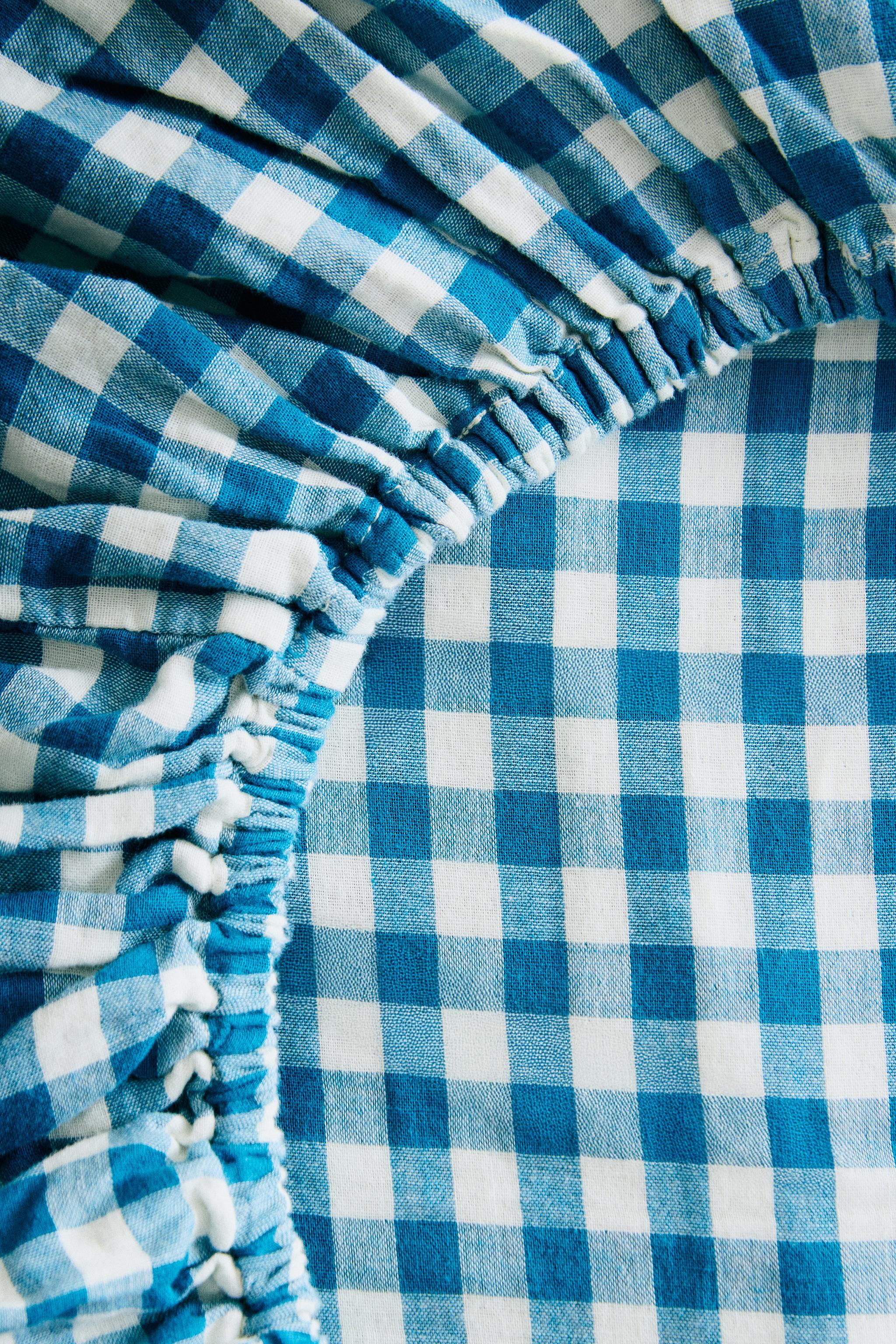 DRAP-HOUSSE ENFANT EN GAZE À CARREAUX